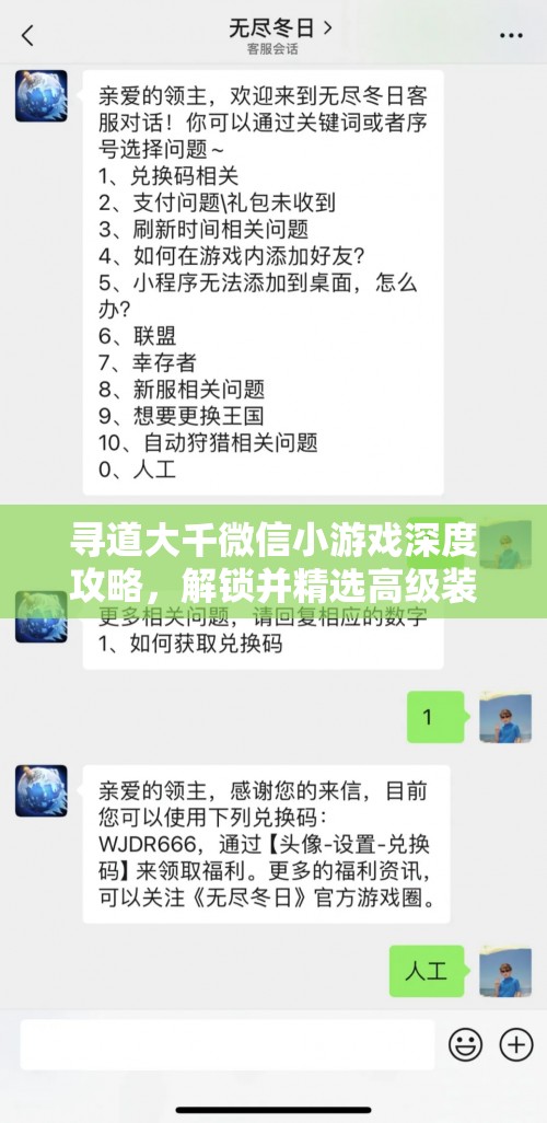 尋道大千微信小游戲深度攻略，解鎖并精選高級(jí)裝備的必備秘籍