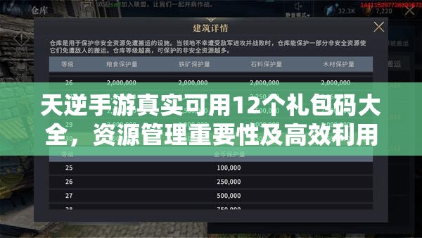 天逆手游真實(shí)可用12個(gè)禮包碼大全，資源管理重要性及高效利用策略解析